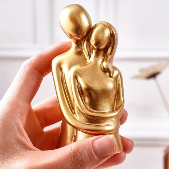 Abstract Hugging Couple Statue Modern Nordic Couple Figurine Sculpture Living Room Bedroom Office Decoration Ornament Anniversary Valentine’s Day Gift