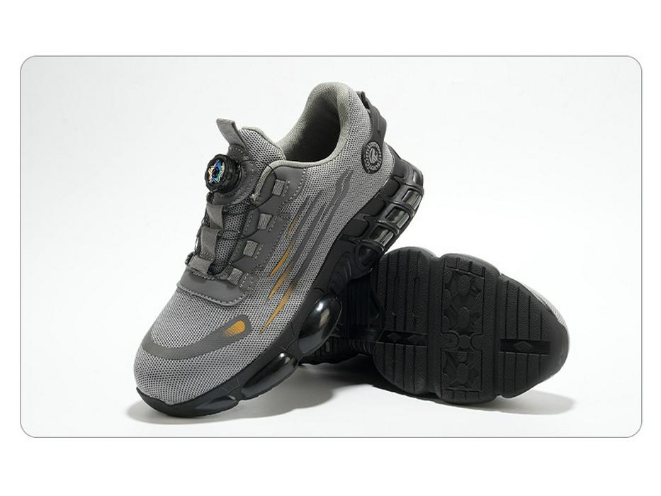Lace-Free Men's Anti-Smash, Anti-Puncture, Breathable Safety Work Shoes with Rotary Button