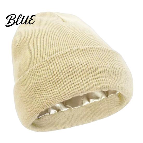 Comfortable Hiking Head Gear Satin Lined Knit Hat for Women Winter Warm Soft Beanies Fashion Stretchy Gift Friends in Frizz-free Hair Protection,