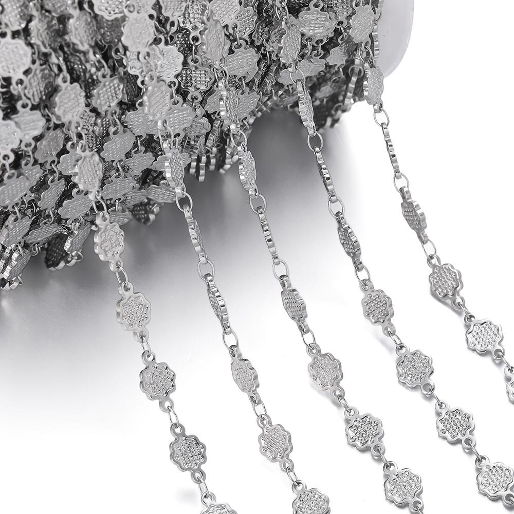 

1Meter Stainless Steel Embossing Love Heart Leaf Oval Star Moon Link Chains Necklace Bracelet Jewelry Making DIY Chain Supplies