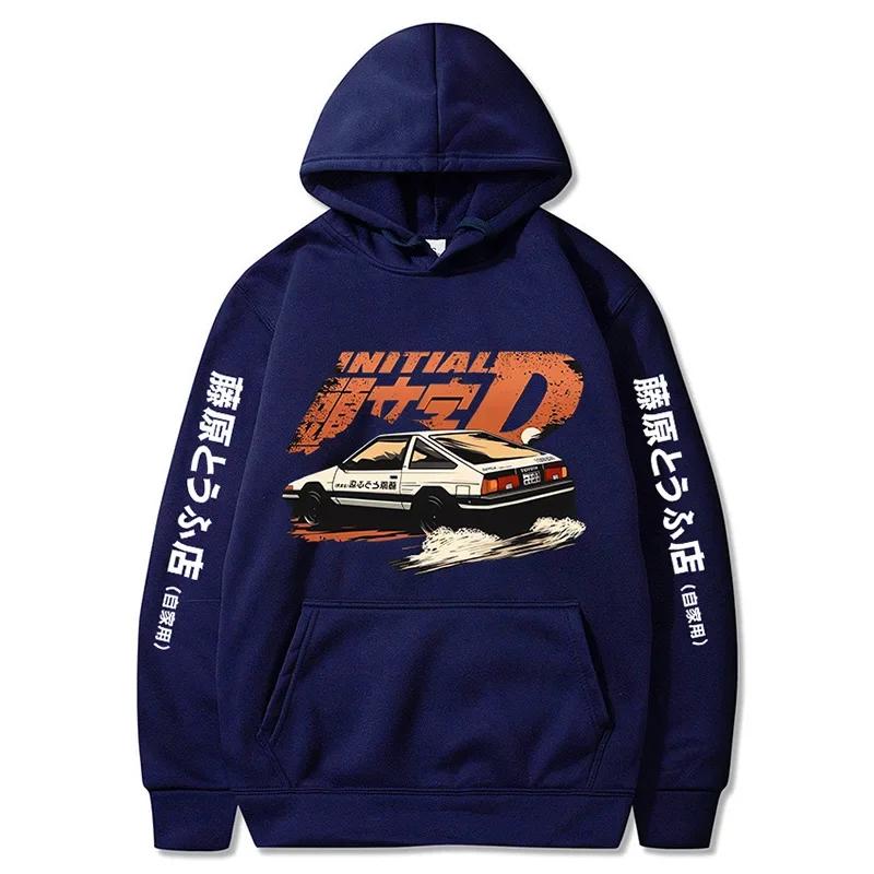 Anime Initial D Tištěné Mikiny Letní Dospívající Ležérní Volné Módní Retro Divoký Streetwear Y2K Dlouhý Rukáv Fleece