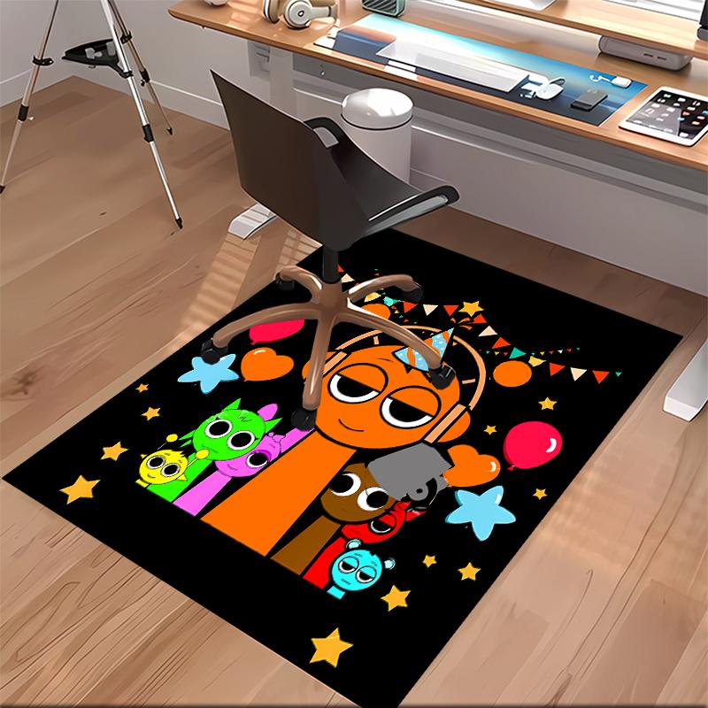 1pc Sprunki Game2 Print Area Rug - Soft, Washable Non-Slip Indoor Mat for Office Chairs, Living Room, Home Office Decorative Rug
