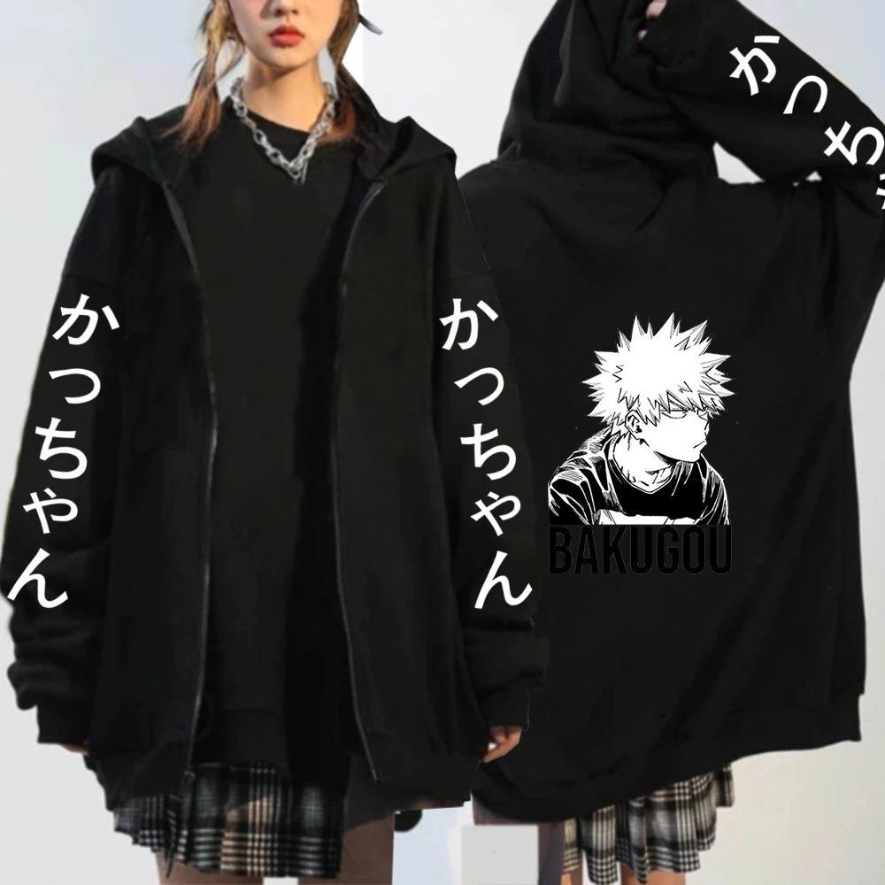 Herren Damen Reißverschluss Hoodies My Hero Academia Anime Kapuzenpullover Bakugo Himiko Shoto Sweatshirt Harajuku Unisex Streetwear Zip Jacke
