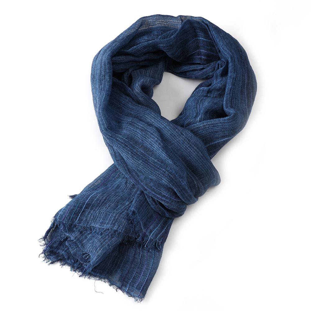 

Cotton and Linen Striped Men Scarves Autumn Winter Black Navy Warm Men s Scarf Male Accessories Short Tassel Bufanda Shawl