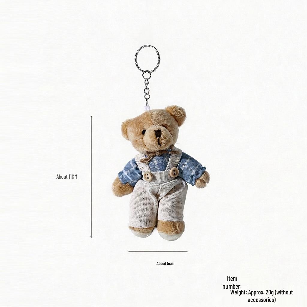 Cartoon Burlap Bear Keychain Pendant - Plush Doll Decoration for Student Bags