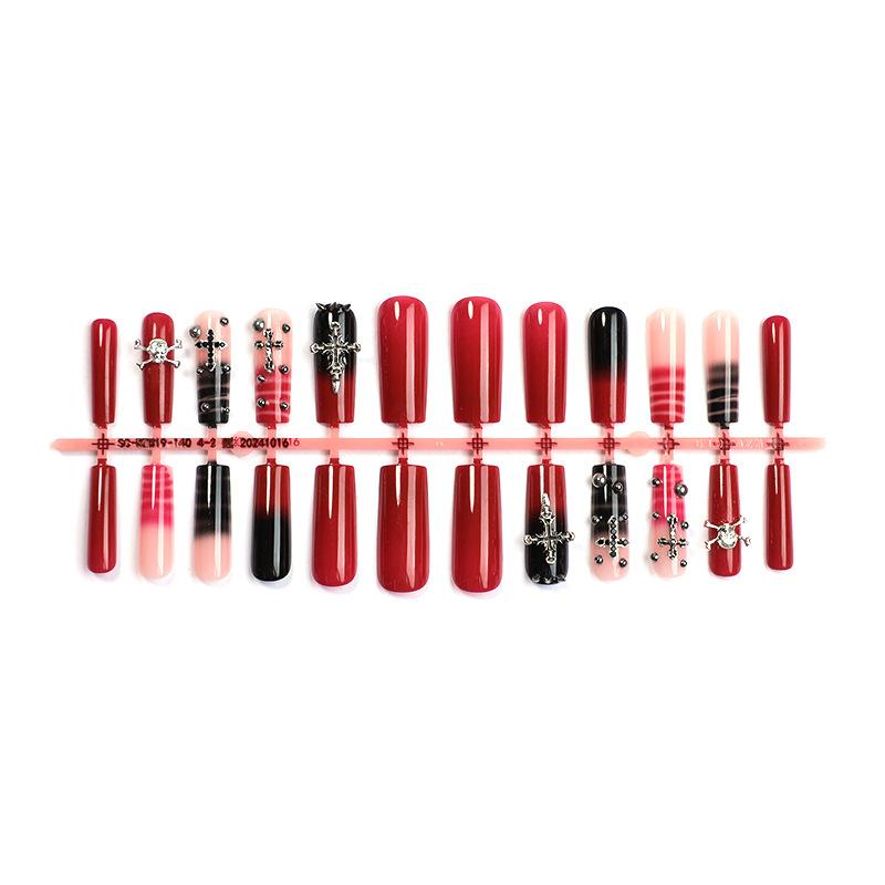 European and American Spice Girls Heavy Industry Long Water Pipe Wearing Nail Dark Cross Nail Art Nail Film Smudging False Nail Film