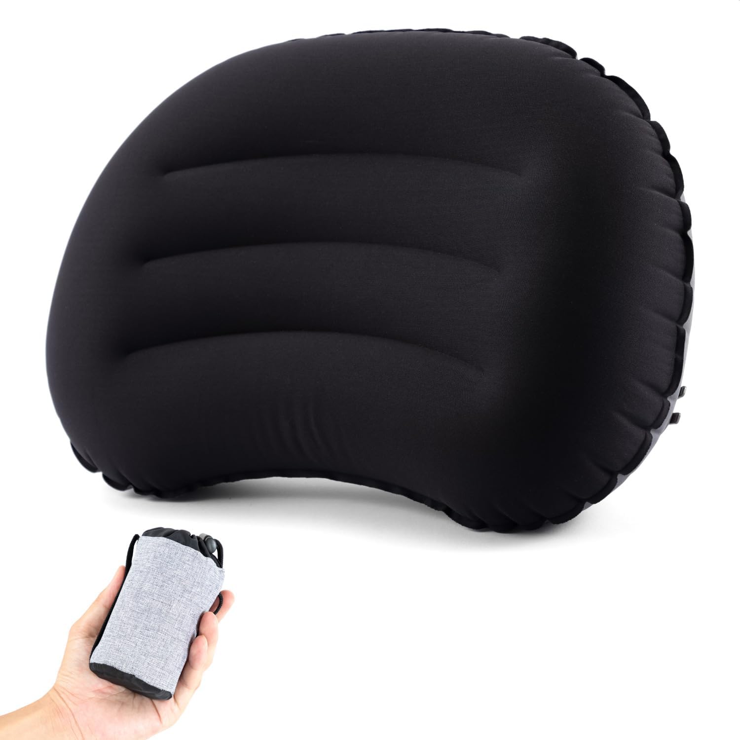 

Manten Pillow Sleep x Lightweight and Camping Air Outdoor Air Ultra Height Sleeping in Storage Bag Included Boomie [Blissful Compact] Подушка, чорний