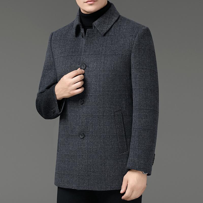 Winter Thickened Double-sided Woolen Cashmere Coat for Men, Medium-length, Middle-aged and Elderly Dad's Clothing, Warm Woolen Woolen Coat