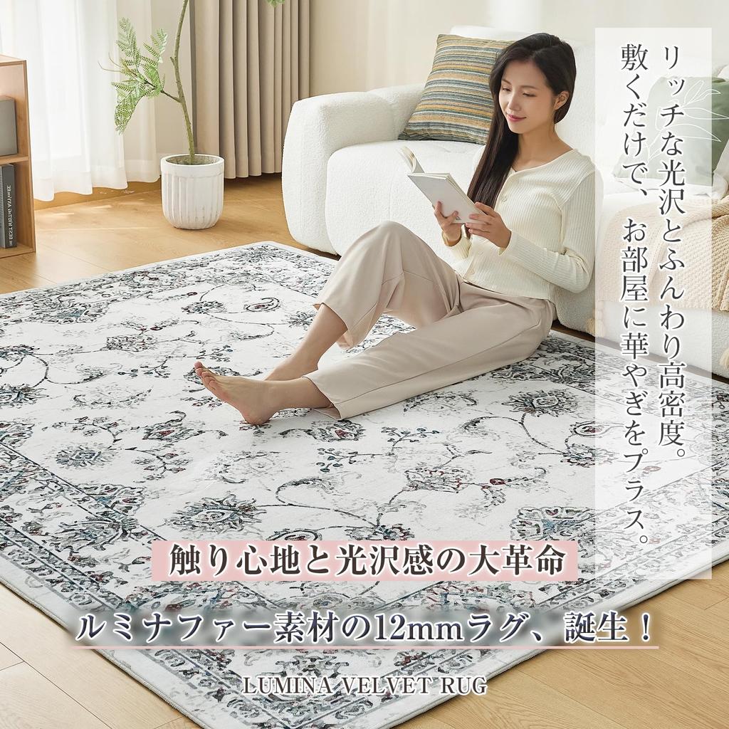 HARUMIN Nordic Rug, Stylish Rug with Elegant Lustre. Persian-inspired, Thick 12mm Rug. Abrasion-resistant, lightweight, washable, and suitable for din