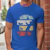 Vintage Fishing Men's T-Shirts Retro Color Block Fisherman Silhouette Graphic Tees Casual Short Sleeve Tops Oversized Clothing