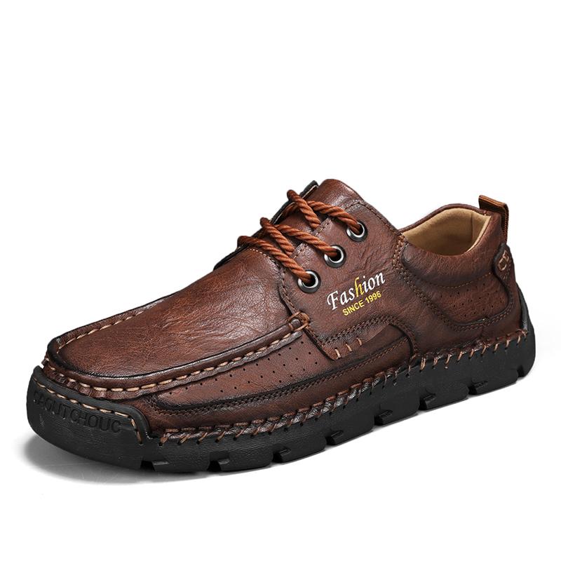 Fashion Fashion Stylish Casual Shoes for Men New Leather Men's Hiking Shoes Lace-up Man Light Flats Comfortable Outdoor Driving Flats