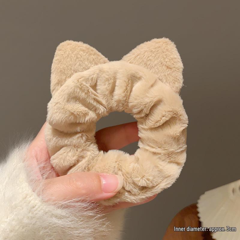 Plush Cat Ear Hair Tie for High Ponytails - Children's Hair Band Accessories