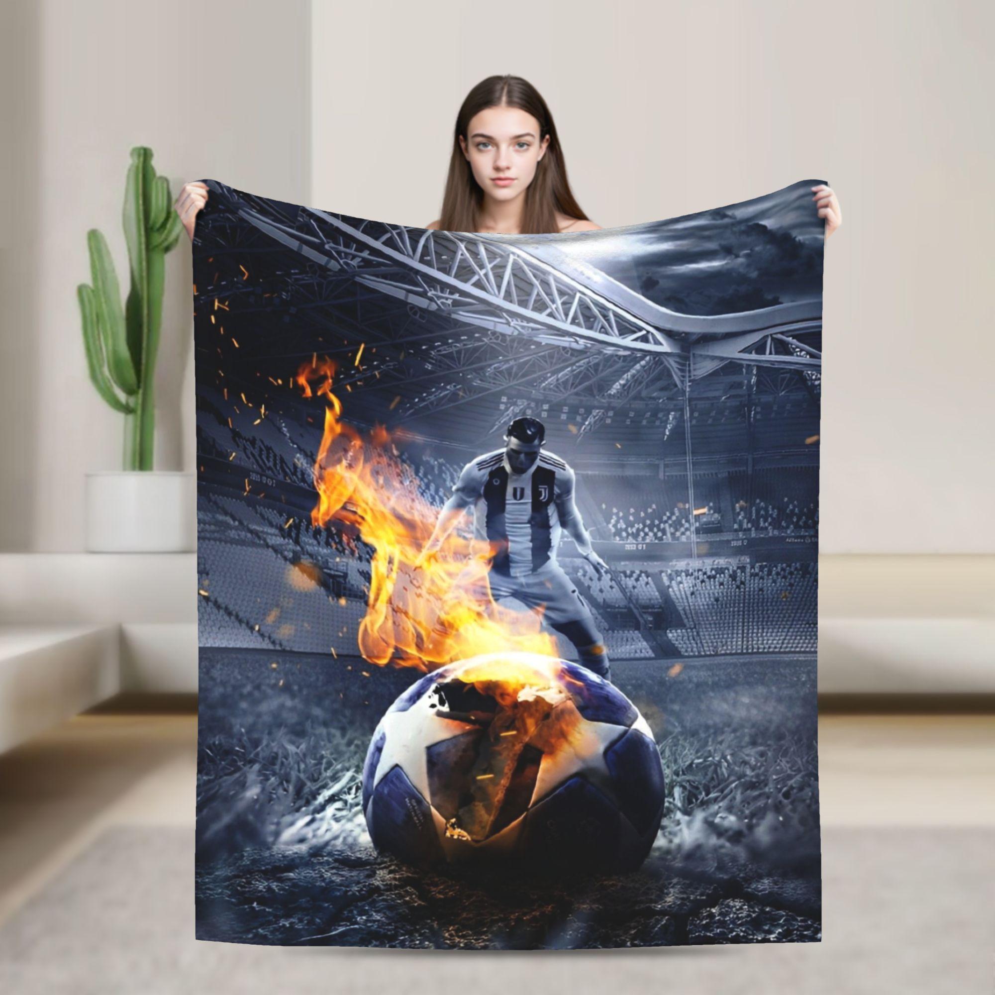 

Ronaldos Football CR7 Flannel Blanket Soccer Fashion Throw Blanket for Home 200x150cm Bedspread 40x50in