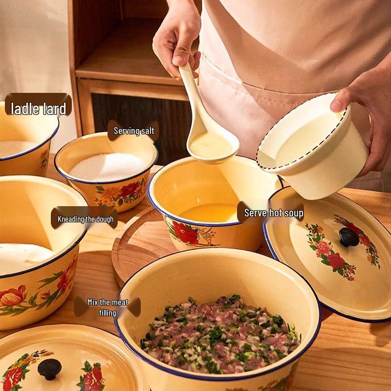 Vintage Nostalgic Yellow Enamel Wash Basin