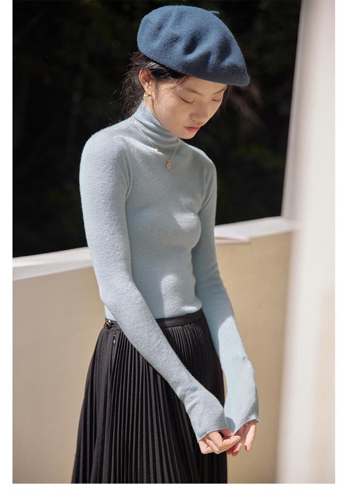 Nai Fufu Women's High-Neck Slim-Fit Wool Knit Sweater: Luxurious Autumn/Winter Base Layer