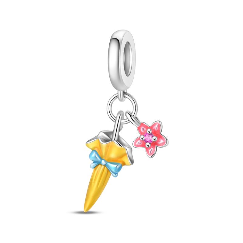 925  Silver Shiny Love Bear Rabbit Butterfly Cat Beads Suitable for Al Bracelet Pendant Women's Jewelry