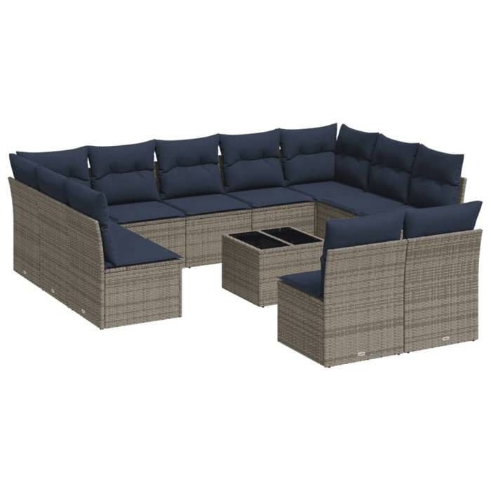 VidaXL Garden Lounge Set with Cushions 12 Pcs, Patio Sofas, Outdoor Furniture Set, Modern, Grey 3218361