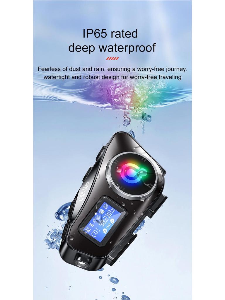Q58MAX Bluetooth Helmet Headset: Music Sharing, LCD, FM Intercom, MP3 Mixing