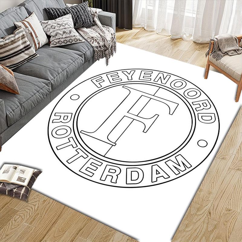 Feyenoord Flannel Printed Carpet, Home Sofa Decoration for Living Room & Bedroom, Non‑Slip Play Flannel Floor Mat for Game Room