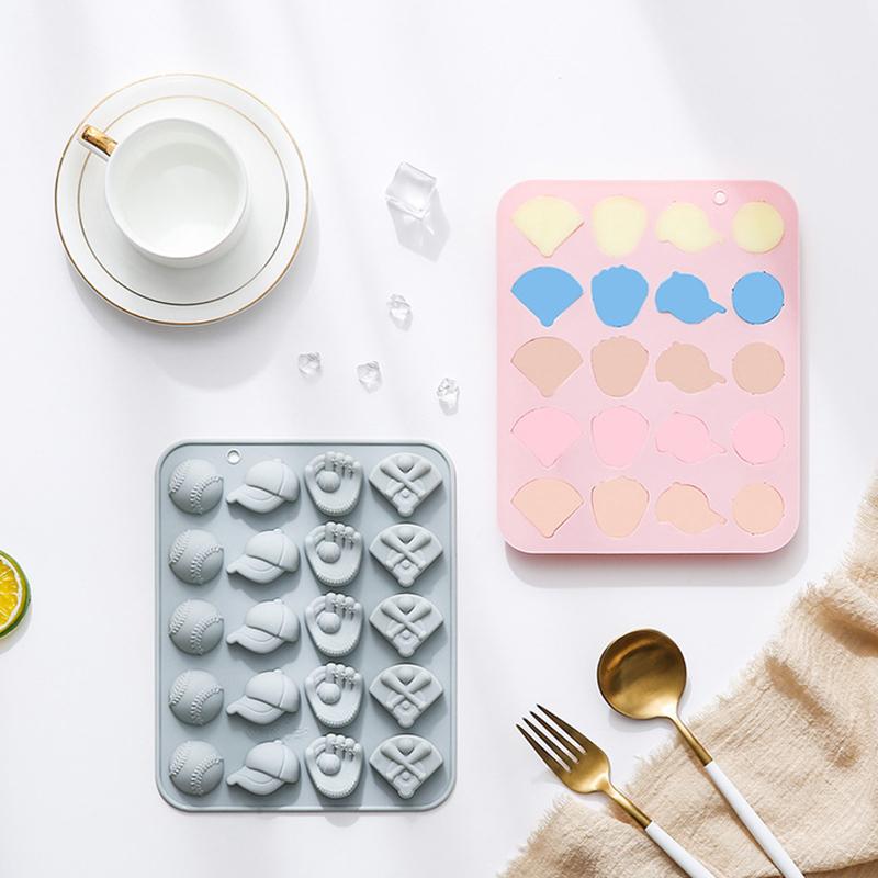 20 Vertiefungen Baseball Schokoladenformen Sportthema Silikonform Baseball Softball Handschuhformen für Süßigkeiten Schokolade