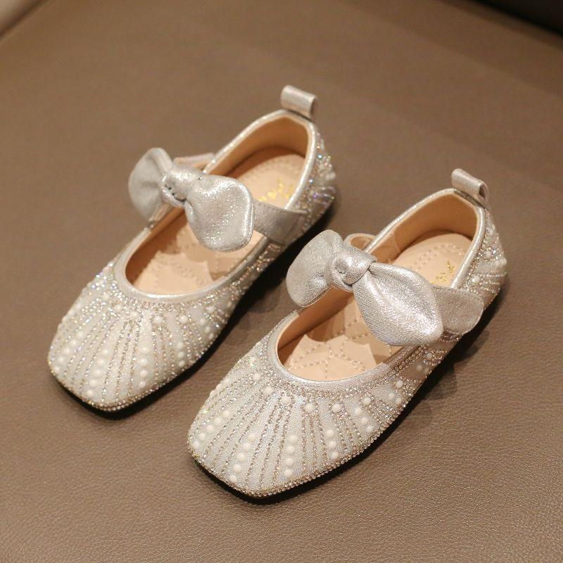 Kid Leather Shoe Girl Single Shoe Soft Sole Princess Shoe Dance Shoe Performance Crystal Shoe Girl Shoe Kid Shoe Mary Janes Shoe