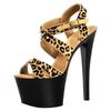 Leopard skin upper women's shoes versatile professional high heel thin heel waterproof table fish mouth shoes sandals 2025 summer new