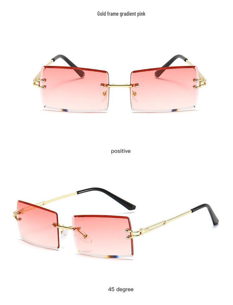 Elegant Gradient Womens Diamondcut Frameless Square Sunglasses