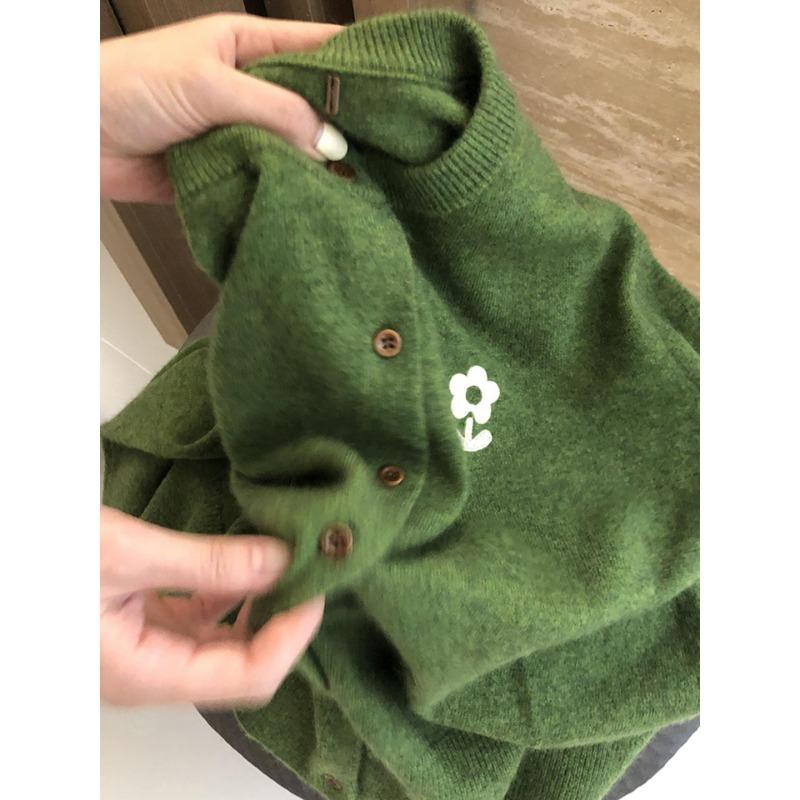 Frühherbst Super Gutaussehend Einzigartig Schönes Oberteil Locker Fauler Stil Leichter Luxus Luxus Grüner Strickcardigan für Damen