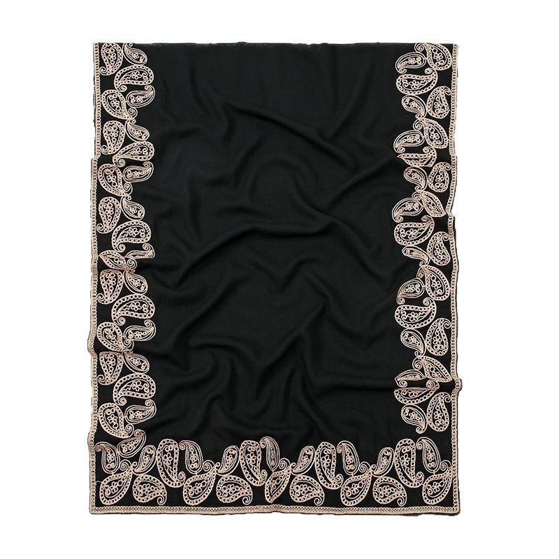 Hot-selling new fashionable and elegant cashew embroidered edge long scarf scarf fashionable solid color bag head shawl women
