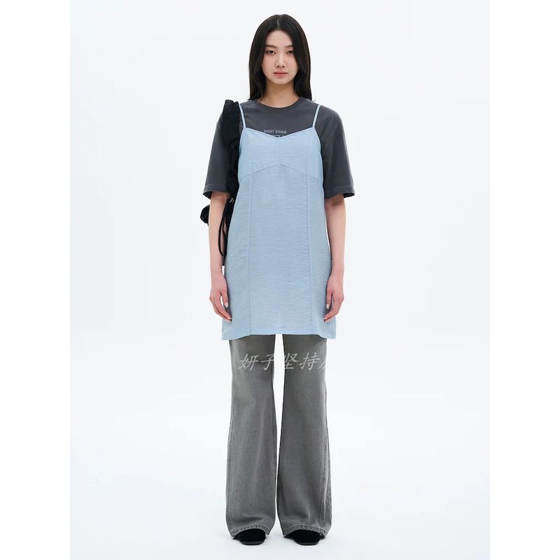 

Foreign Trade Order South korea 8 + Seconds Sling See-through Cover Skirt Exquisite Matching Artifact Atmosphere Small Skirt Blue Cover Skirt L