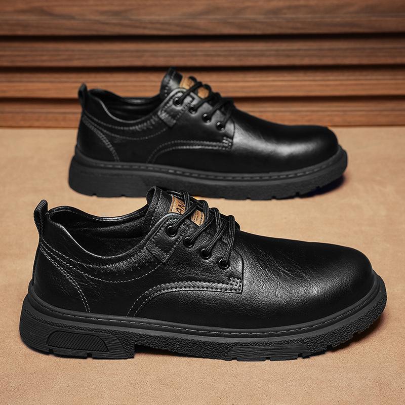 Horký prodej Pánské boty s nízkým svrškem Jarní Podzimní Módní Retro Oxfordské boty Pánské Kožené Ležérní boty Jednoduché Černé Šněrovací