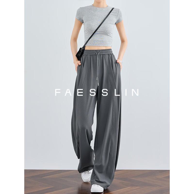 FAESSLIN Women s High Waist Draped Wide-Leg Casual Pants L