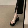 Beautiful silver slippers women's summer wear new high-end skirt wedge heel platform shoes