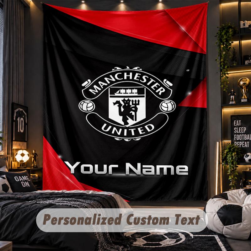 Wandteppich Manchester United Benutzerdefinierter Name Text Personalisierter Wandbehang Teppich Heimwanddekoration