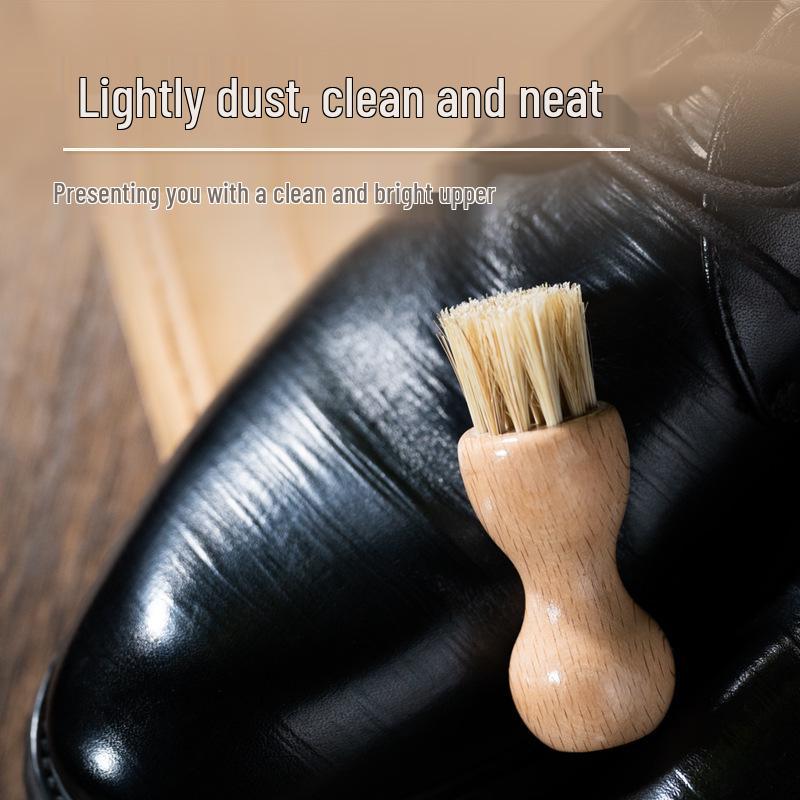 Mini Beechwood Chess-Shape Boar Bristle Shoe Brush - Dual Color, Polished, Multi-functional for Dust Removal
