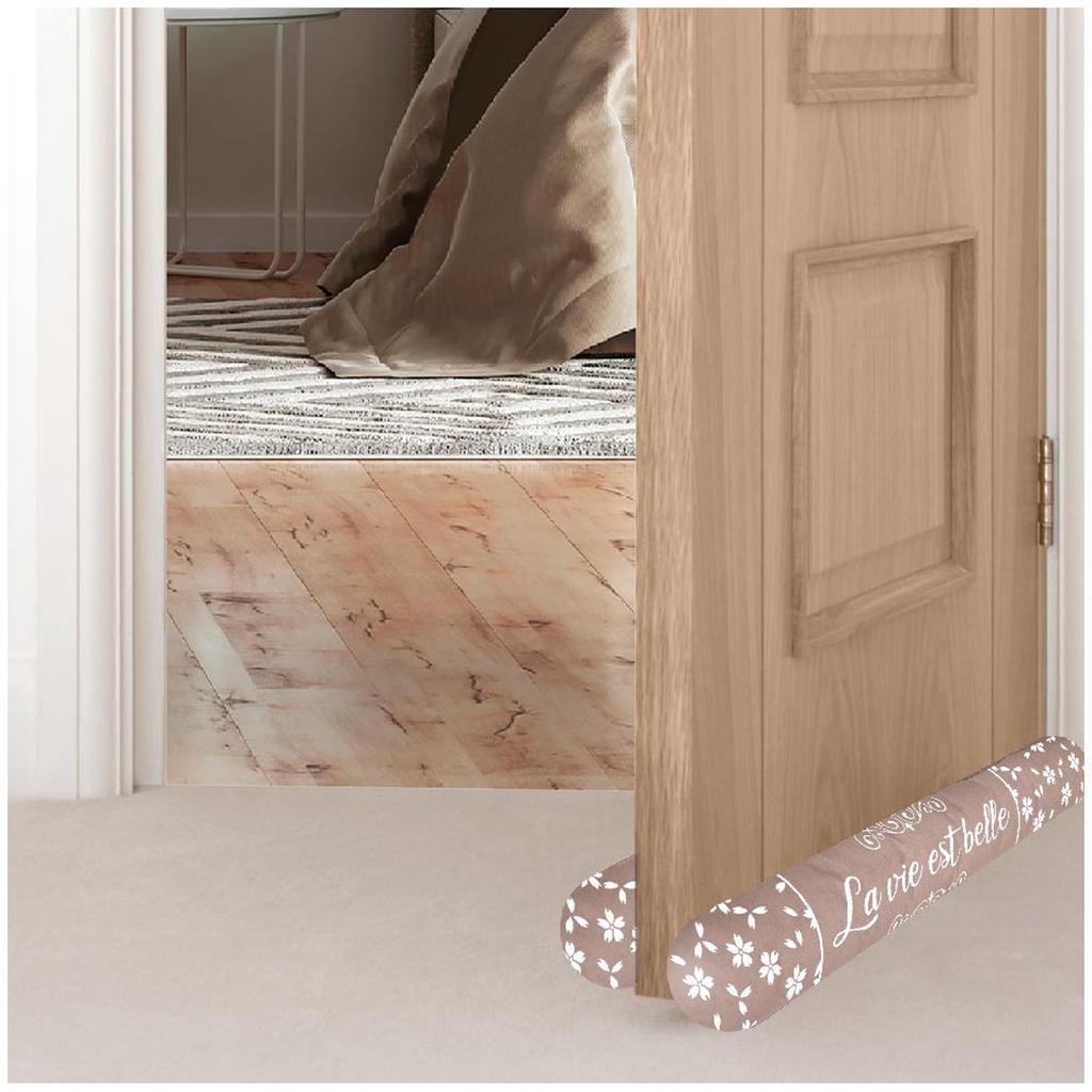 Les Trésors De Lily [A3812] - Doppeltür-Zugluftstopper 'La Vie est Belle - En Famille' beige - 80 cm