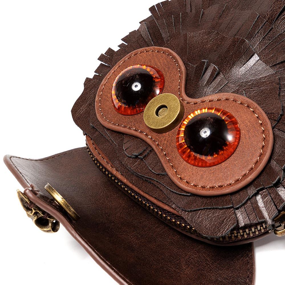 Owl MINI Shoulder Bag, Studded PU Leather, Women's Shoulder Bag, Contrasting Color, Medieval Steampunk Style