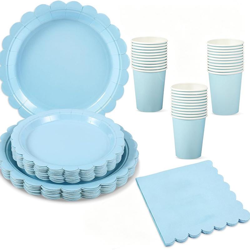 Birthday Party Tableware Set Pink Purple Disposable Paper Plates Napkins Cups Party Decor Wedding Baby Shower Party Supplies