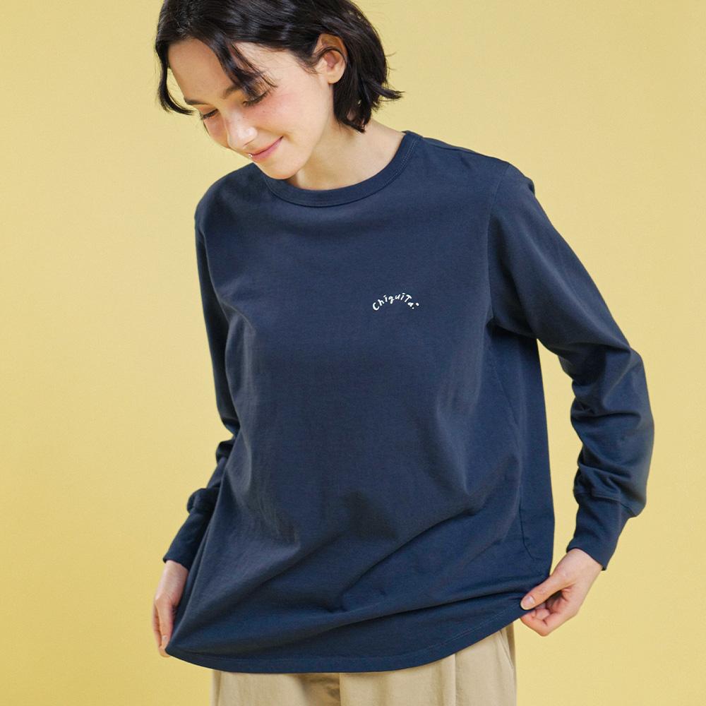 CHIQUITA Ribbed Sleeve T-Shirt (Cotton) Navy 241602Snv