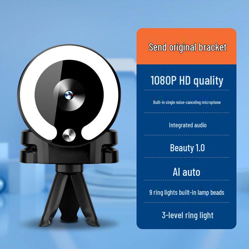 4K HD Webcam with Microphone & Beauty Fill Light for Laptops & Desktops