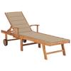 VidaXL Chaise Longue with Cushion Beige Solid Teak Wood 3063009