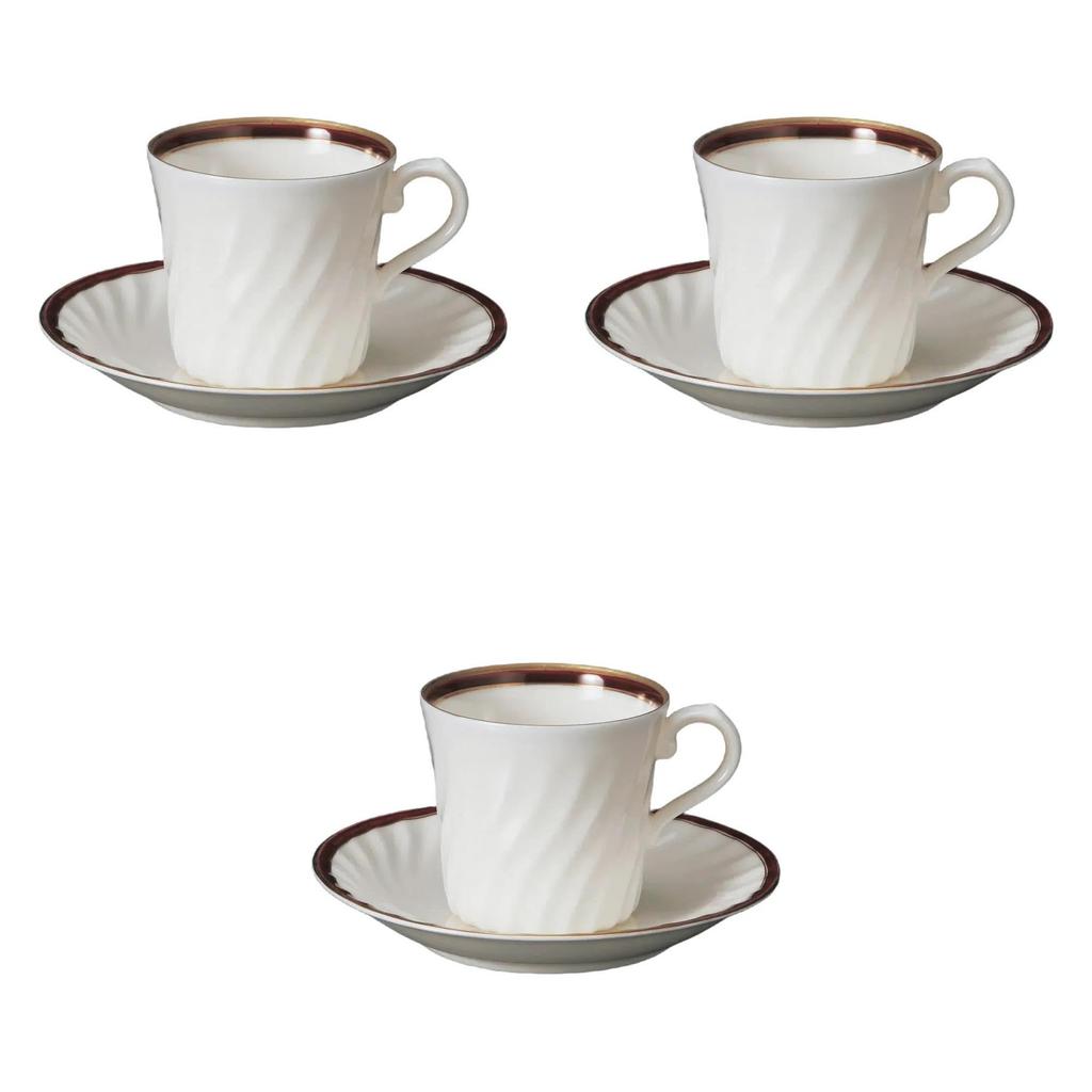Set of 3 NB Marron Coffee Cups x x Cups Fuse Setomonohonpo (9.5 7.3 6.8 cm, 180cc) & Saucers, Ware,