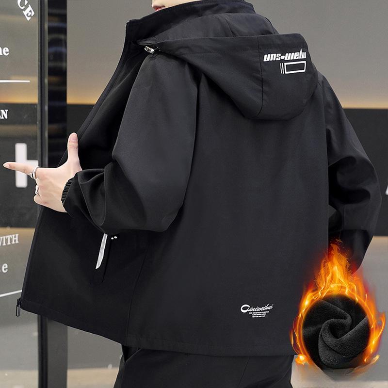 

Осенне-зимняя мужская термокуртка с капюшоном, мужская трендовая универсальная молодежная студенческая куртка свободного покроя M