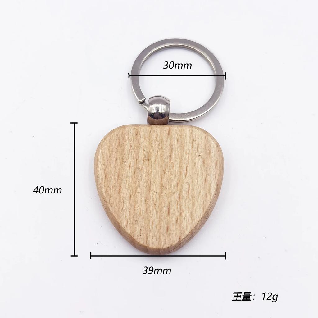 10pcs Rounded-Rectangle Wood Keychains Blanks Wooden Keyrings Suitable for Laser Engraving Gift