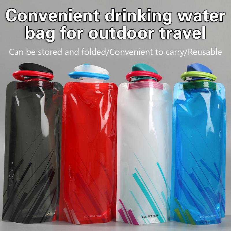 Faltbare Wasserflaschen Flexible Wiederverwendbare Reisetasche Weiche Flasche Wasserbeutel mit Karabinerclip