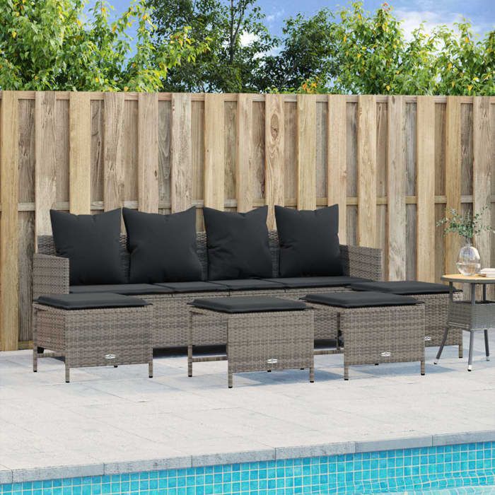VidaXL Salon de jardin 5 pcs avec coussins gris résine tressée, ensemble de canapés d'extérieur, salon de jardin, ensemble 3261559