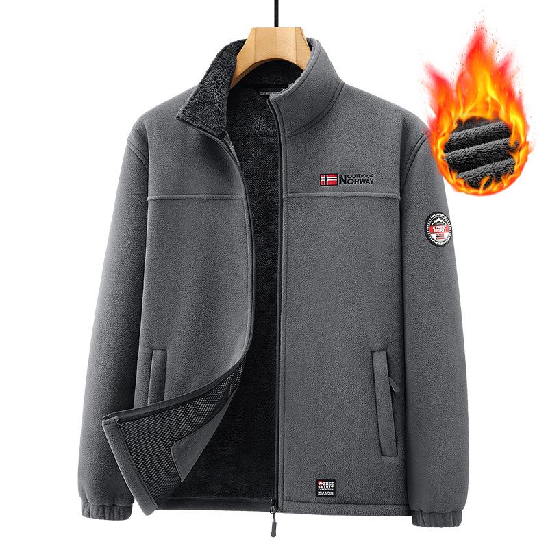 Men's Cold-Resistant Polar Fleece Stand Collar Jacket - Large Size
