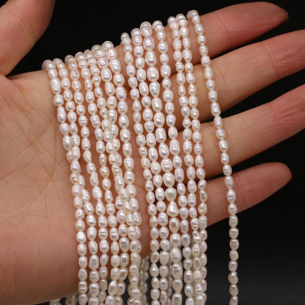 4-5mm Pearl Rice Shape Loose Spacer Beads for Jewelry Making Supplies DIY Necklace Bracelet Accessories