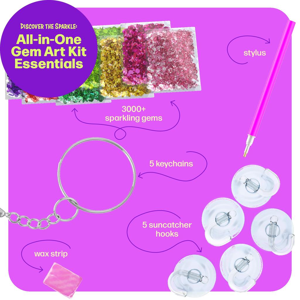 Gem Art Kids' Diamond Coloring Kit - Large 5D Gemstones - Art and Craft Kit for Girls and Boys Ages 6-12 - Gem Coloring Kit - Great Gift for Tweens,