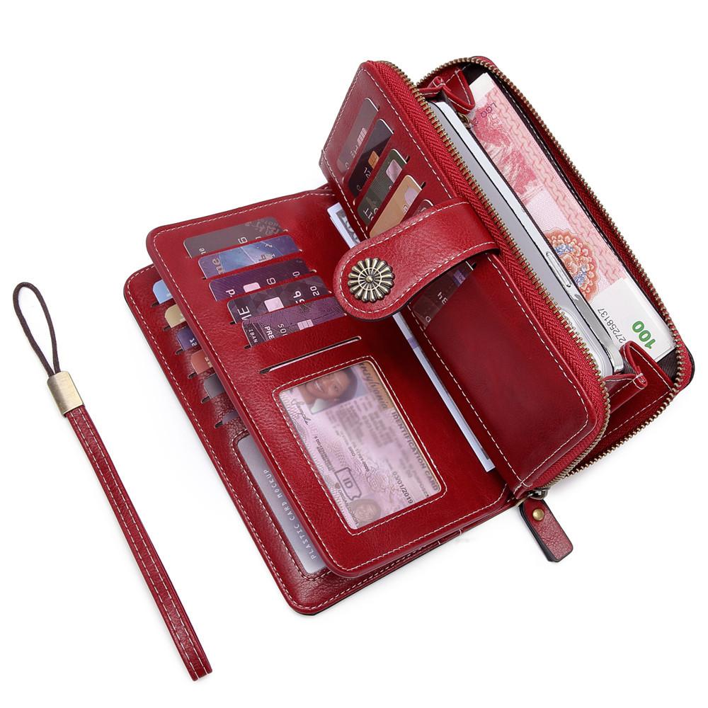 1Pc High Quality Women Wallet RFID Anti-theft Leather Wallets for Woman Long Zipper Large Ladies Clutch Bag Female Purse Card Holder